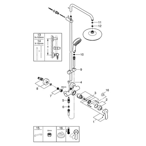 Душевая система Grohe Tempesta Cosmopolitan 26224001 Хром