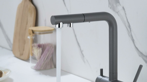 Смеситель для кухни Paulmark Serpentine Se213222-GRM Серый металлик Смеситель для кухни Paulmark Serpentine Se213222-GRM Серый металлик