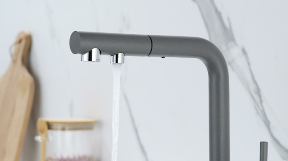 Смеситель для кухни Paulmark Serpentine Se213222-GRM Серый металлик Смеситель для кухни Paulmark Serpentine Se213222-GRM Серый металлик