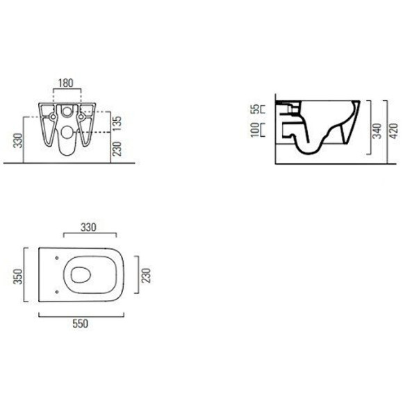 Унитаз GSI Nubes 961526 подвесной Ardesia opaco без сиденья