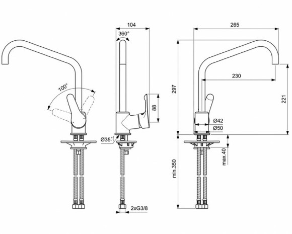 Смеситель для кухни Ideal Standard Alpha BC660AA Хром Смеситель для кухни Ideal Standard Alpha BC660AA Хром