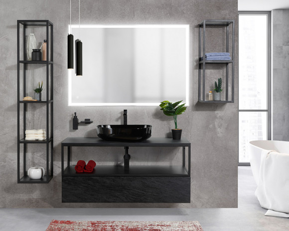 Полка Cezares Cadro 30 CADRO-30/30/160-4C-SO-MET-ST Черная матовая Полка Cezares Cadro 30 CADRO-30/30/160-4C-SO-MET-ST Черная матовая