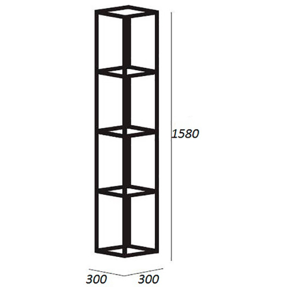 Полка Cezares Cadro 30 CADRO-30/30/160-4C-SO-MET-ST Черная матовая Полка Cezares Cadro 30 CADRO-30/30/160-4C-SO-MET-ST Черная матовая