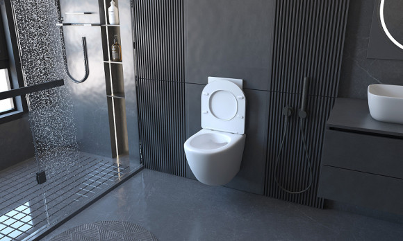 Комплект унитаза с инсталляцией Abber Bequem AC1100-AC0105-AC0121 с сиденьем Микролифт и клавишей смыва Хром