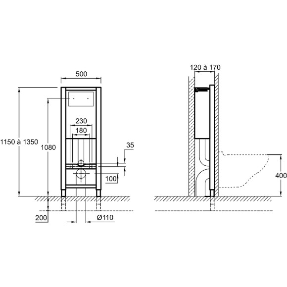 Комплект унитаза с инсталляцией Jacob Delafon Vox E21744RU-00 с сиденьем Микролифт и клавишей смыва Хром Комплект унитаза с инсталляцией Jacob Delafon Vox E21744RU-00 с сиденьем Микролифт и клавишей смыва Хром