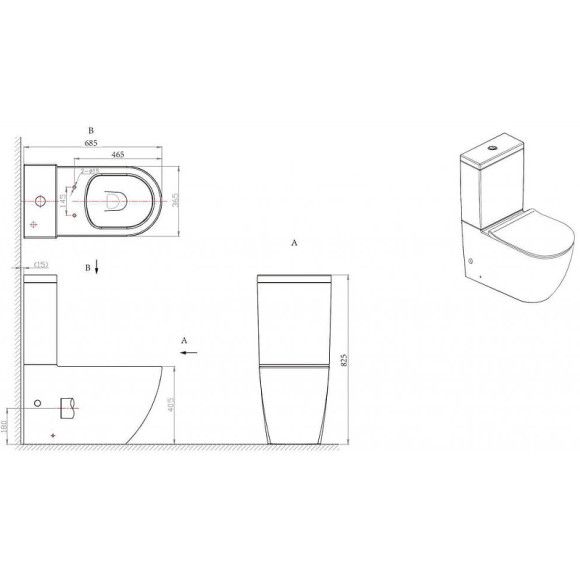 Унитаз компакт Bravat Gina CX01008UW-PA-ENG без бачка с сиденьем Микролифт