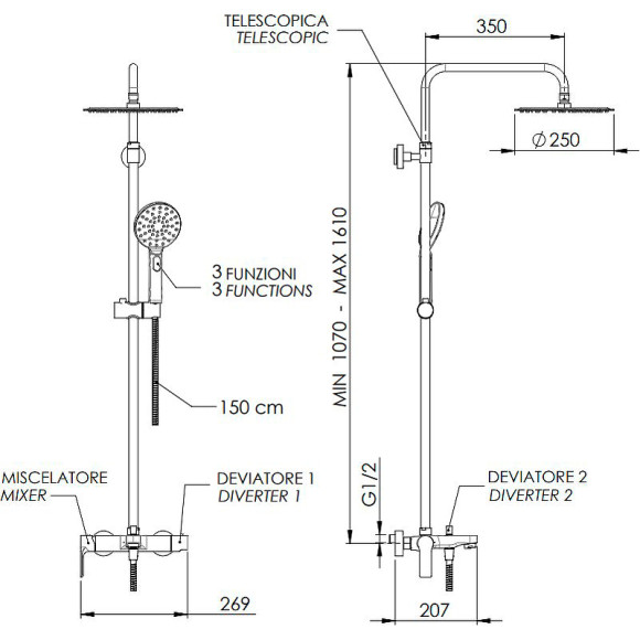 Душевая система Remer Dream D34A8MPUFM25NO Черная матовая Душевая система Remer Dream D34A8MPUFM25NO Черная матовая