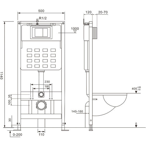 Инсталляция Abber AC0105 для унитаза без клавиши смыва Инсталляция Abber AC0105 для унитаза без клавиши смыва