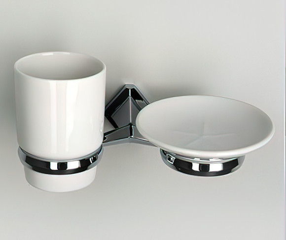 Стакан для зубных щеток с мыльницей WasserKRAFT Aller K-1126C Хром