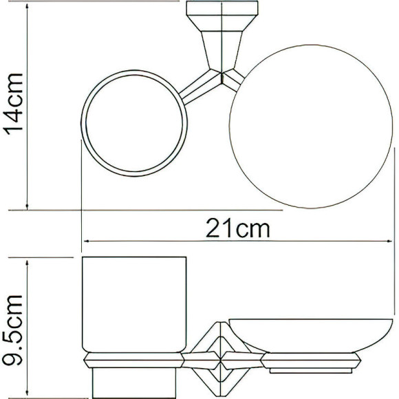 Стакан для зубных щеток с мыльницей WasserKRAFT Aller K-1126C Хром