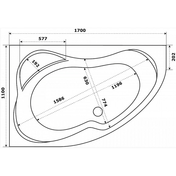 Акриловая ванна Azario Микона 170х110 R МИВ0004 без гидромассажа Акриловая ванна Azario Микона 170х110 R МИВ0004 без гидромассажа