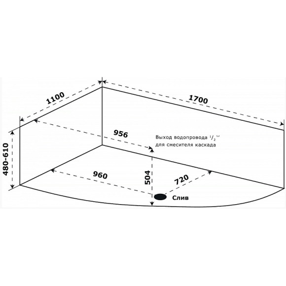 Акриловая ванна Azario Микона 170х110 R МИВ0004 без гидромассажа Акриловая ванна Azario Микона 170х110 R МИВ0004 без гидромассажа