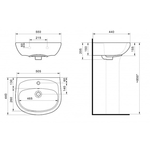 Раковина Santek Анимо 55 Белая Раковина Santek Анимо 55 Белая