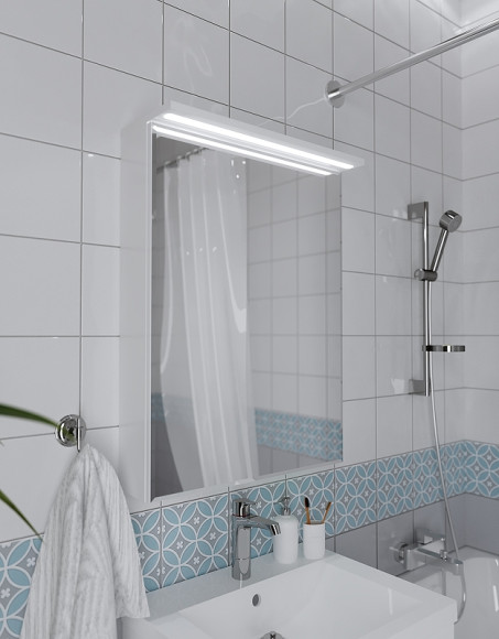 Зеркальный шкаф 1MarKa Соната 60 Ц0000007617 с подсветкой  Белый глянец