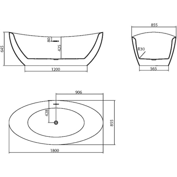 Акриловая ванна Grossman Galaxy 180х85 GR-1402M без гидромассажа Акриловая ванна Grossman Galaxy 180х85 GR-1402M без гидромассажа