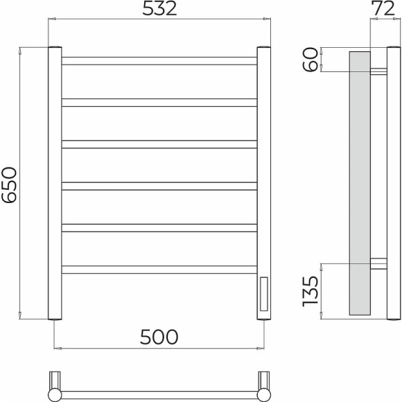 Электрический полотенцесушитель Terminus Аврора П6 500х650 4670078531155 Хром Электрический полотенцесушитель Terminus Аврора П6 500х650 4670078531155 Хром