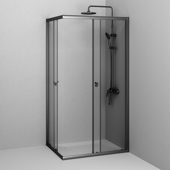 Душевой уголок AM.PM Sunny 100х80 W87G-403-10080-BT профиль Черный матовый стекло прозрачное