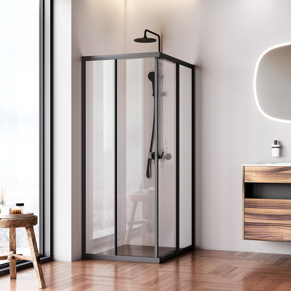 Душевой уголок AM.PM Sunny 100х80 W87G-403-10080-BT профиль Черный матовый стекло прозрачное