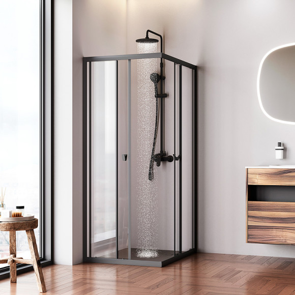 Душевой уголок AM.PM Sunny 100х80 W87G-403-10080-BT профиль Черный матовый стекло прозрачное