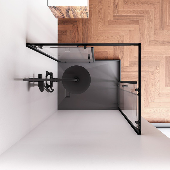 Душевой уголок AM.PM Sunny 100х80 W87G-403-10080-BT профиль Черный матовый стекло прозрачное