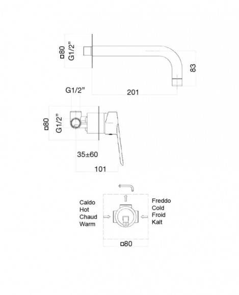 Смеситель для раковины Webert Sax Evolution SE830606740 Белый матовый