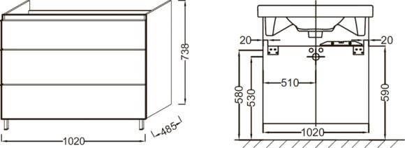Тумба под раковину Jacob Delafon Odeon Up 105 EB994-E10 Квебекский дуб