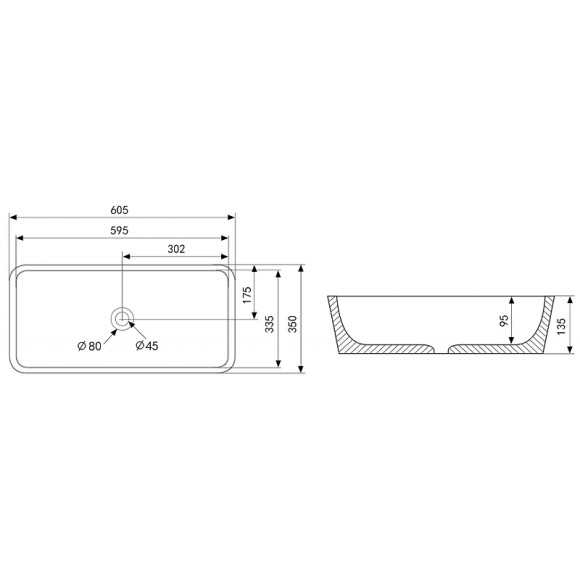 Раковина-чаша Abber Rechteck 60 AC2204MB Черная матовая