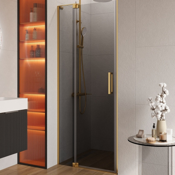 Душевая дверь Cezares Slider 80 SLIDER-B-1-70/80-GRIGIO-BORO профиль Брашированное золото стекло серое