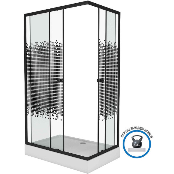 Душевой уголок Niagara Eco 120х80 NG-012-14Q Black профиль Черный стекло с рисунком Душевой уголок Niagara Eco 120х80 NG-012-14Q Black профиль Черный стекло с рисунком