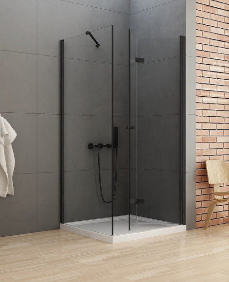 Душевой уголок New Trendy New Soleo Black 100х80 R D-0240A/D-0114B профиль Черный стекло прозрачное Душевой уголок New Trendy New Soleo Black 100х80 R D-0240A/D-0114B профиль Черный стекло прозрачное