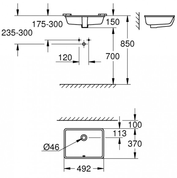 Раковина Grohe Cube Ceramic 50 3948000H Альпин-белая Раковина Grohe Cube Ceramic 50 3948000H Альпин-белая