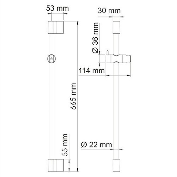 Душевая штанга WasserKRAFT A076 Черная матовая Хром Душевая штанга WasserKRAFT A076 Черная матовая Хром