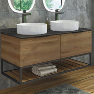 Тумба с раковинами Comforty Порто 120-2 00-00001287 подвесная Дуб темно-коричневый