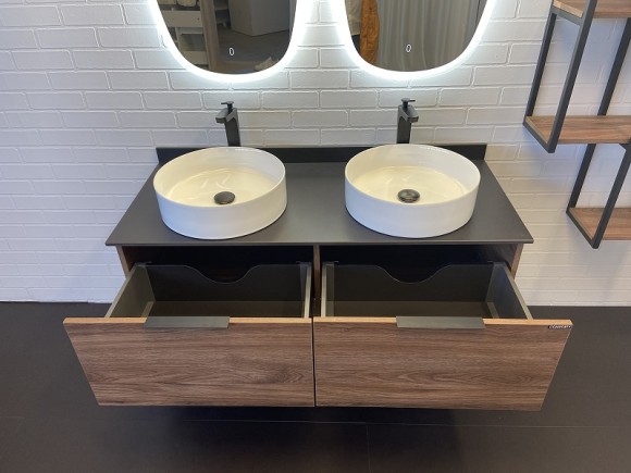 Тумба с раковинами Comforty Порто 120-2 00-00001287 подвесная Дуб темно-коричневый