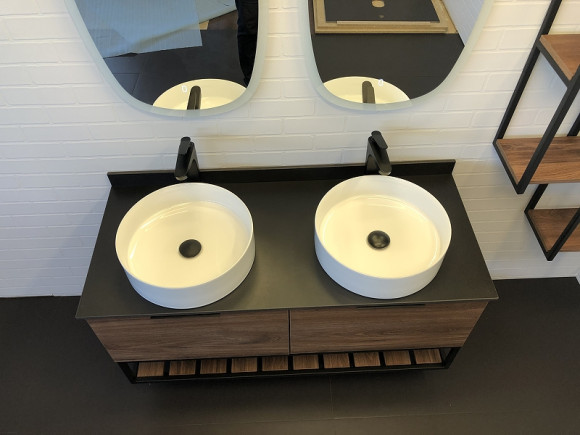 Тумба с раковинами Comforty Порто 120-2 00-00001287 подвесная Дуб темно-коричневый