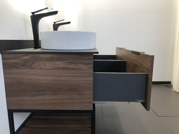 Тумба с раковинами Comforty Порто 120-2 00-00001287 подвесная Дуб темно-коричневый