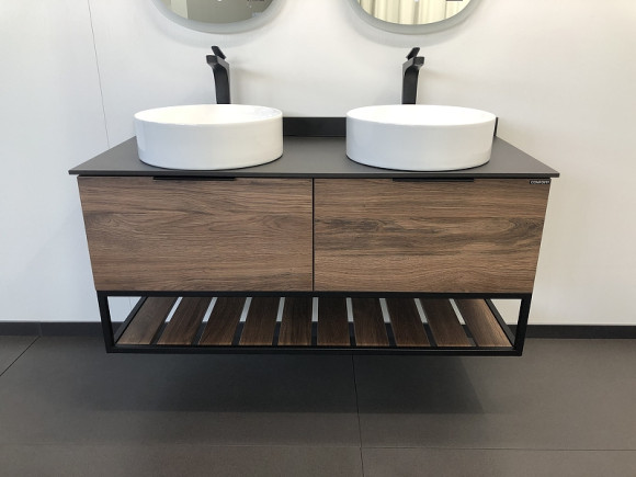 Тумба с раковинами Comforty Порто 120-2 00-00001287 подвесная Дуб темно-коричневый