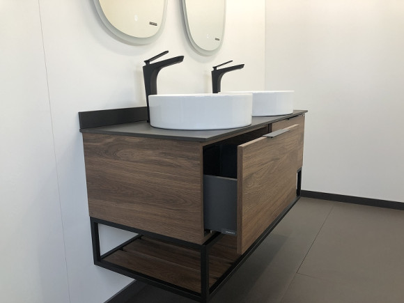 Тумба с раковинами Comforty Порто 120-2 00-00001287 подвесная Дуб темно-коричневый
