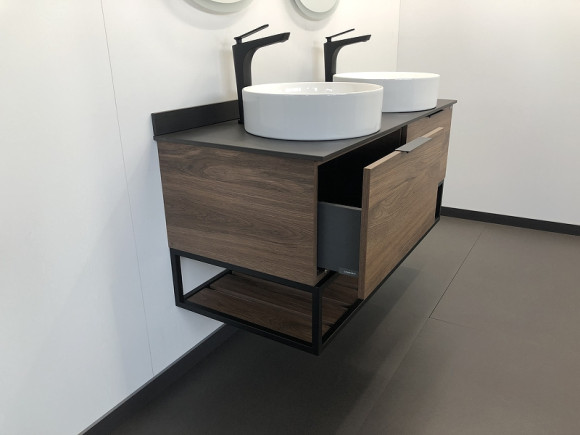 Тумба с раковинами Comforty Порто 120-2 00-00001287 подвесная Дуб темно-коричневый