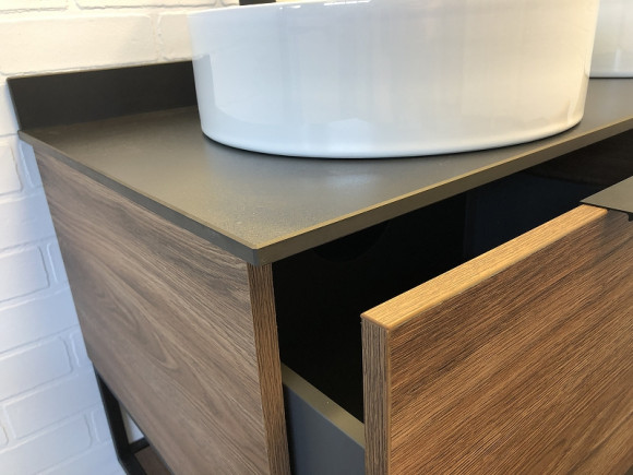 Тумба с раковинами Comforty Порто 120-2 00-00001287 подвесная Дуб темно-коричневый