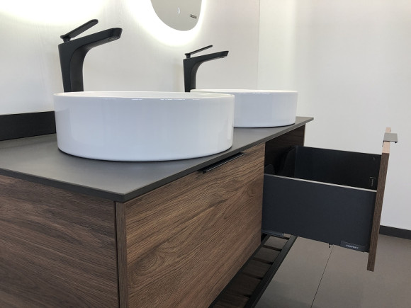 Тумба с раковинами Comforty Порто 120-2 00-00001287 подвесная Дуб темно-коричневый