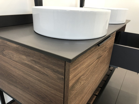 Тумба с раковинами Comforty Порто 120-2 00-00001287 подвесная Дуб темно-коричневый