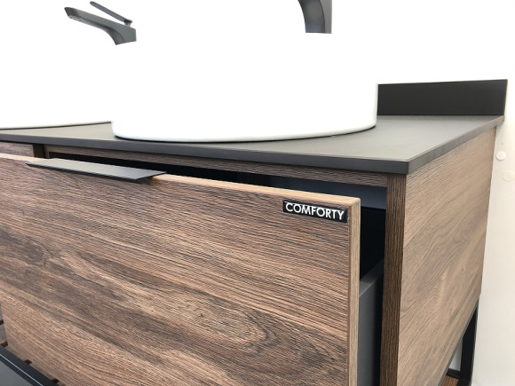 Тумба с раковинами Comforty Порто 120-2 00-00001287 подвесная Дуб темно-коричневый