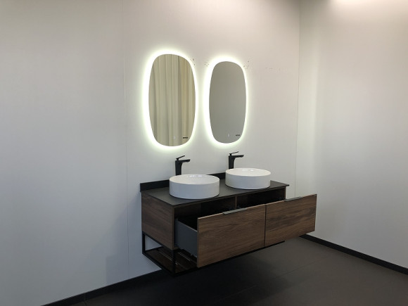 Тумба с раковинами Comforty Порто 120-2 00-00001287 подвесная Дуб темно-коричневый