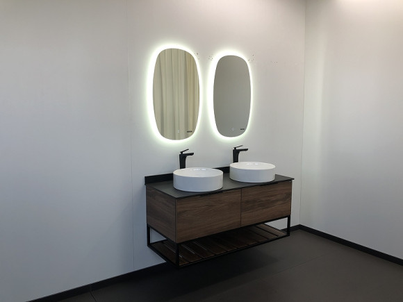 Тумба с раковинами Comforty Порто 120-2 00-00001287 подвесная Дуб темно-коричневый