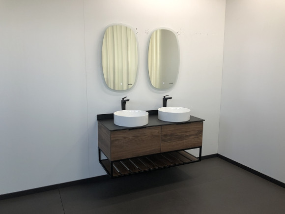 Тумба с раковинами Comforty Порто 120-2 00-00001287 подвесная Дуб темно-коричневый