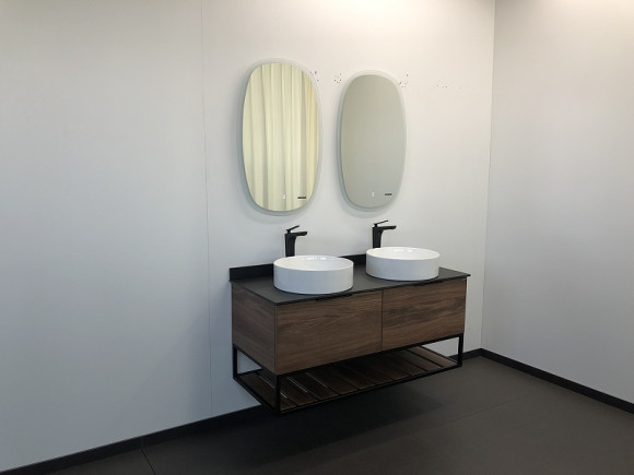 Тумба с раковинами Comforty Порто 120-2 00-00001287 подвесная Дуб темно-коричневый