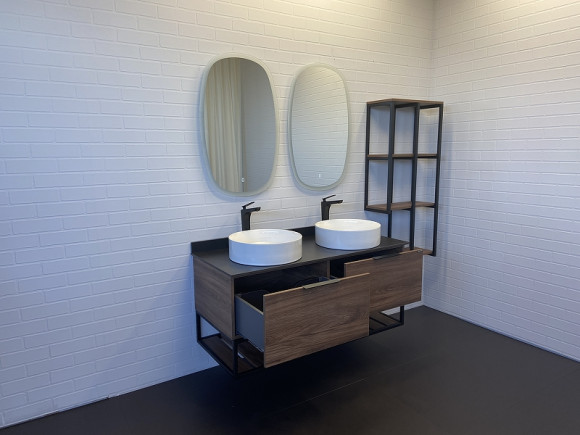 Тумба с раковинами Comforty Порто 120-2 00-00001287 подвесная Дуб темно-коричневый