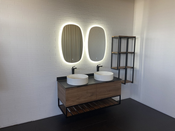 Тумба с раковинами Comforty Порто 120-2 00-00001287 подвесная Дуб темно-коричневый