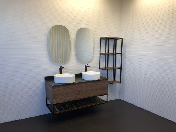 Тумба с раковинами Comforty Порто 120-2 00-00001287 подвесная Дуб темно-коричневый